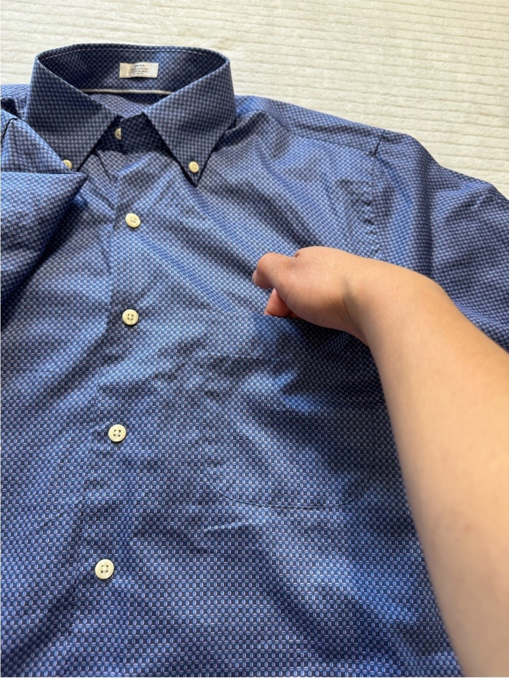 Peter Millar Blue Micro-Pattern Button-Down Dress Shirt - Picture 7 of 9